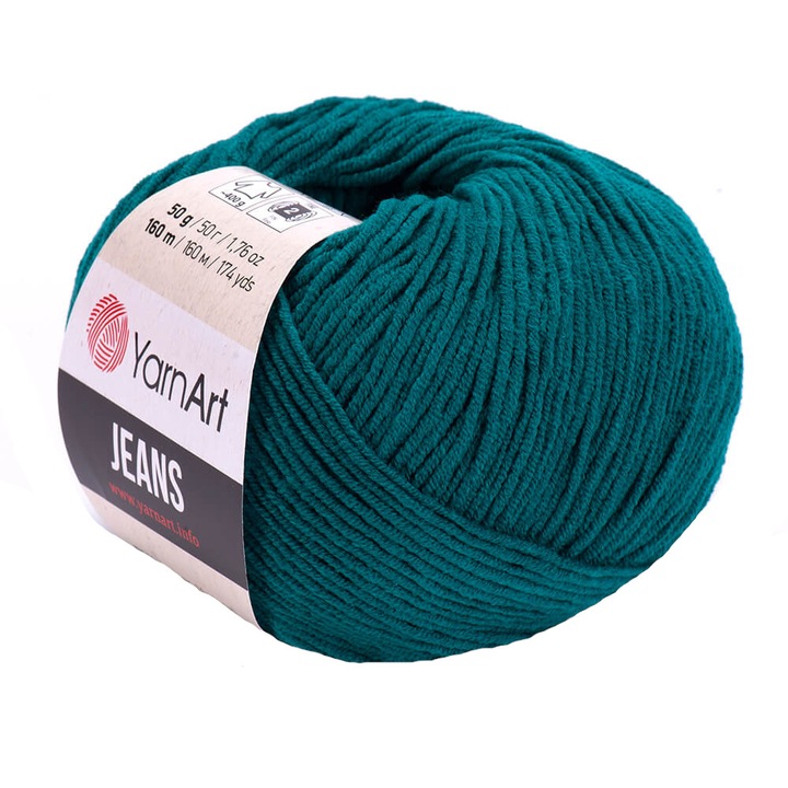Fir Textil Yarn Art Jeans 63,pentru crosetat si tricotat, acril, verde, 160 m
