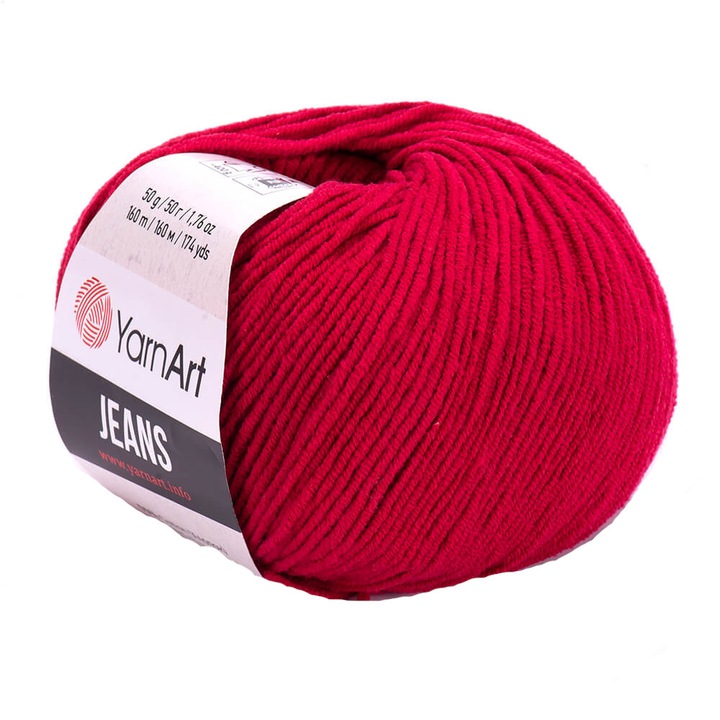 Fir Textil Yarn Art Jeans 51,pentru crosetat si tricotat, acril, rosu, 160 m
