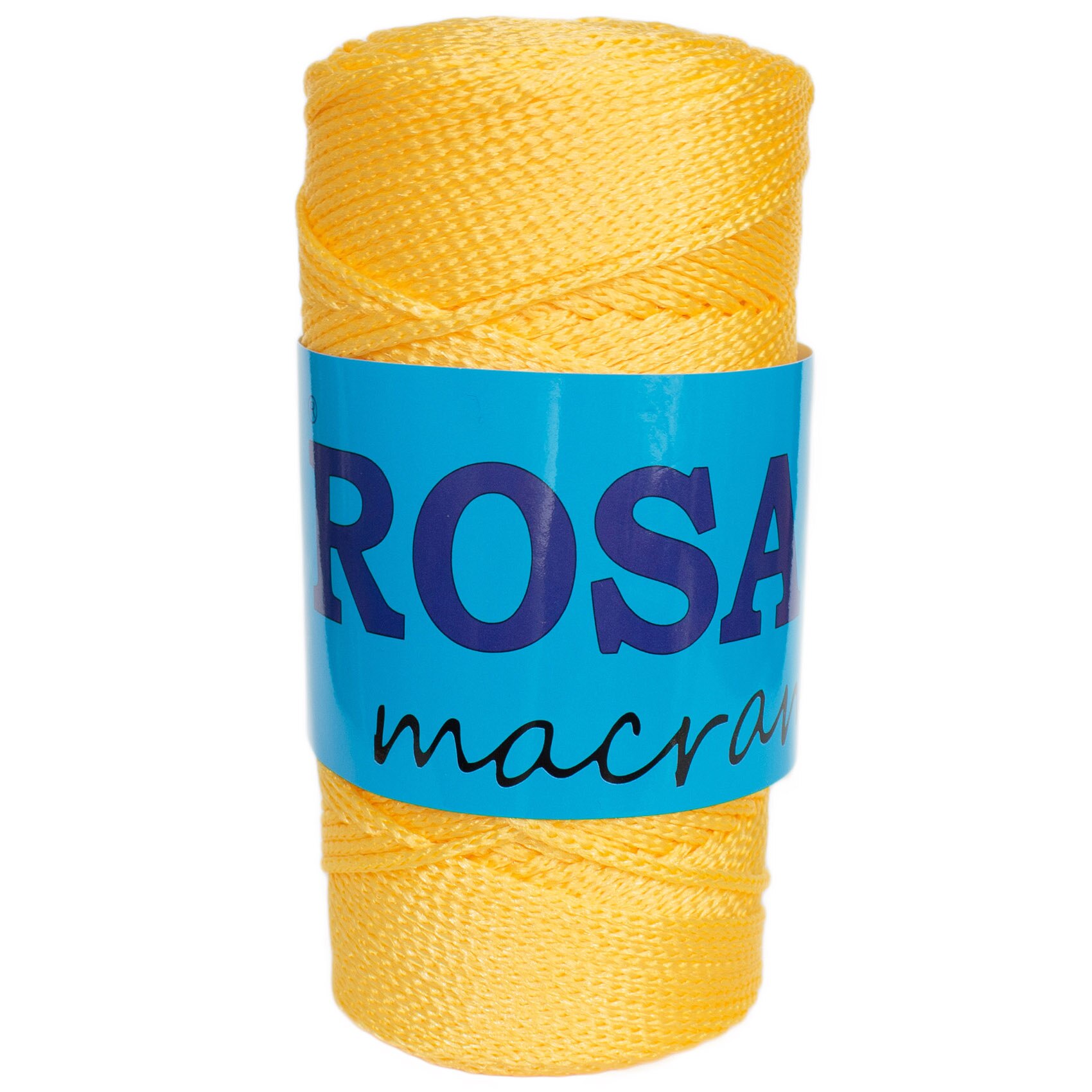 Bobina fir pretricotat Rosa Macrame 216 , tip snur, 100%, polipropilena, 100 g/bobina, lungime bobina 11 cm, lungime fir 150m, culoare galben lamaie
