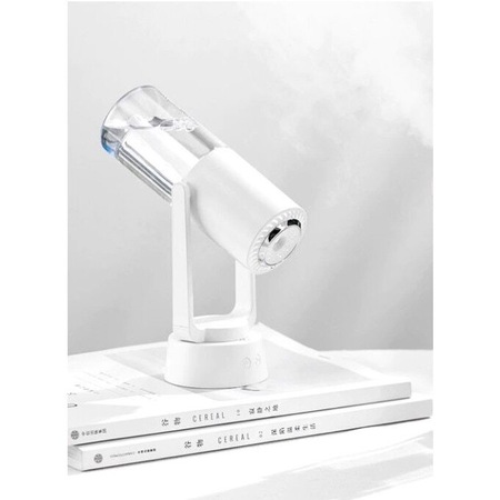 Umidificator si Purificator aer ultrasonic portabil, ®Deliny, rezervor 200ml, cu ioni negativi, LED 7 culori, rotatie 360 grade, Alb