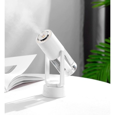 Umidificator si Purificator aer ultrasonic portabil, ®Deliny, rezervor 200ml, cu ioni negativi, LED 7 culori, rotatie 360 grade, Alb