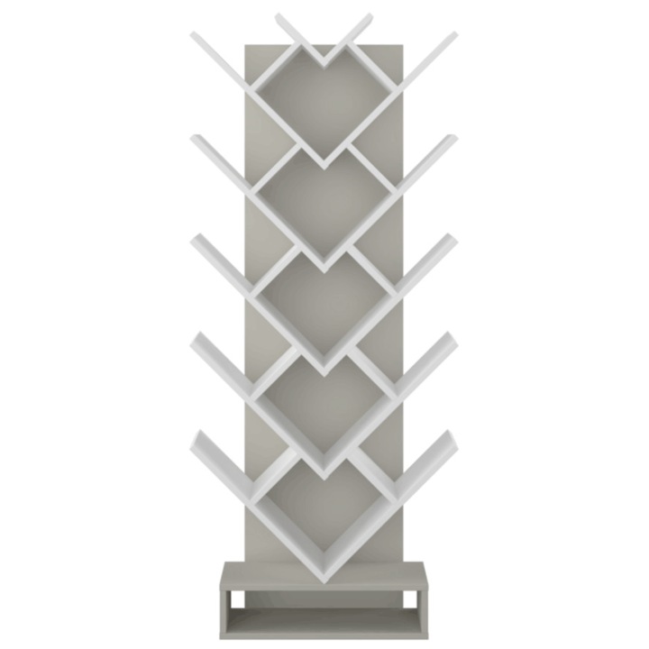 Etajera multifunctionala culoare alb/gri 59x150x21,6 cm