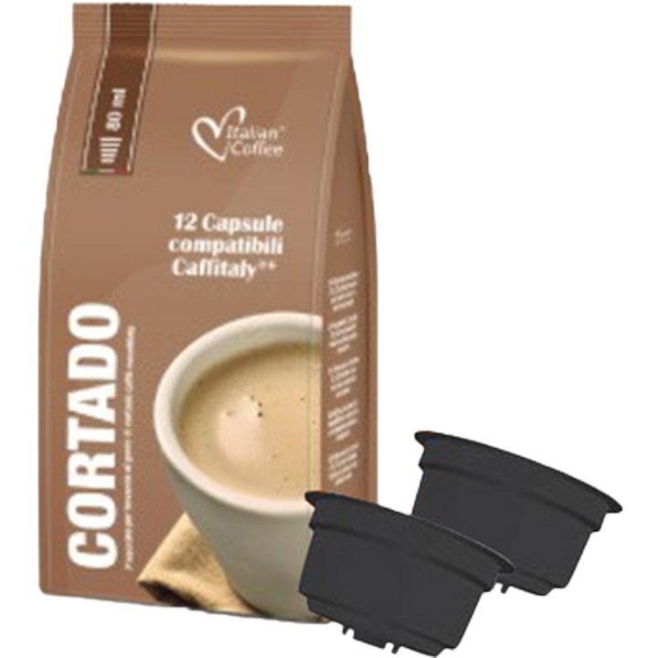Set 12 capsule Cortado, compatibile Cafissimo/Caffitaly/Beanz, Italian Coffee