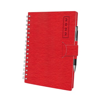 Agenda notes format A5 cu planner 2022 coperta flexibila rosie cu clapa si pix Agenda notes format A5 cu planner 2022 coperta flexibila rosie cu clapa si pix
