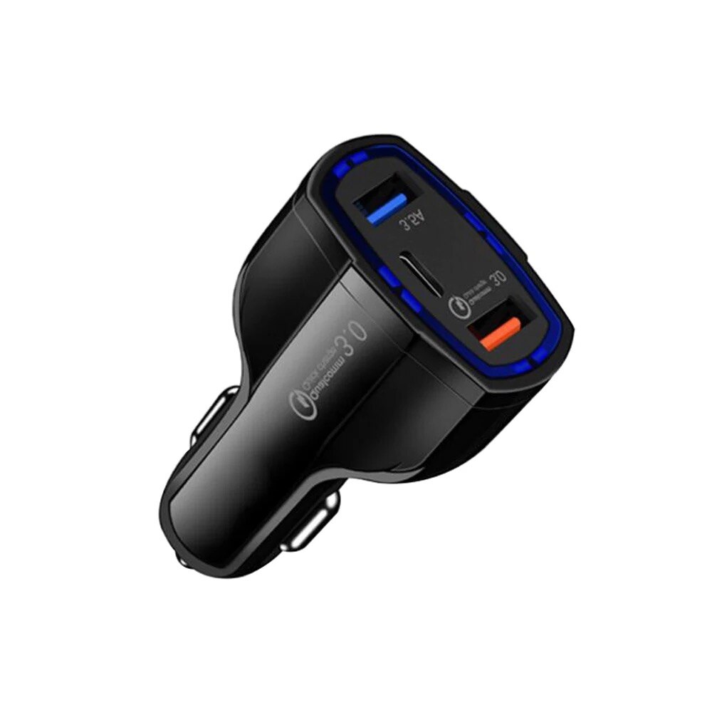 Incarcator auto OZ Triple, Quick Charge 3.0, 2 x USB, USB C, Negru