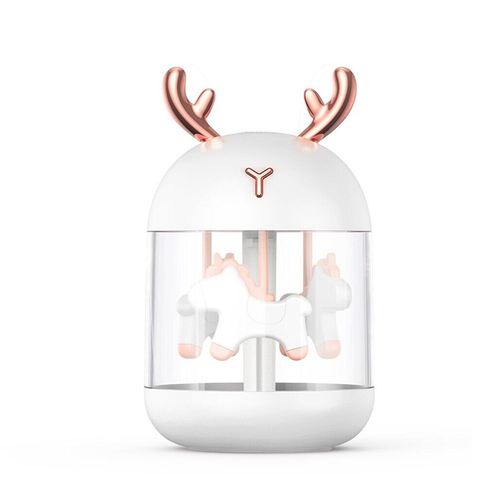 Difuzor de ulei esential, aromaterapie, purificator de aer, rezervor 300ML, cu iluminat, 3 Caluti, Alb