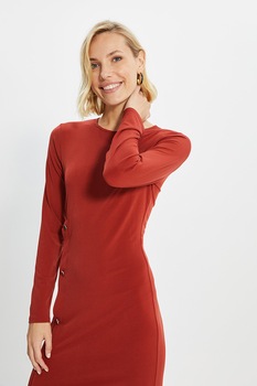 Trendyol, Rochie midi cu slit lateral, Scortisoara Trendyol, Rochie midi cu slit lateral, Scortisoara