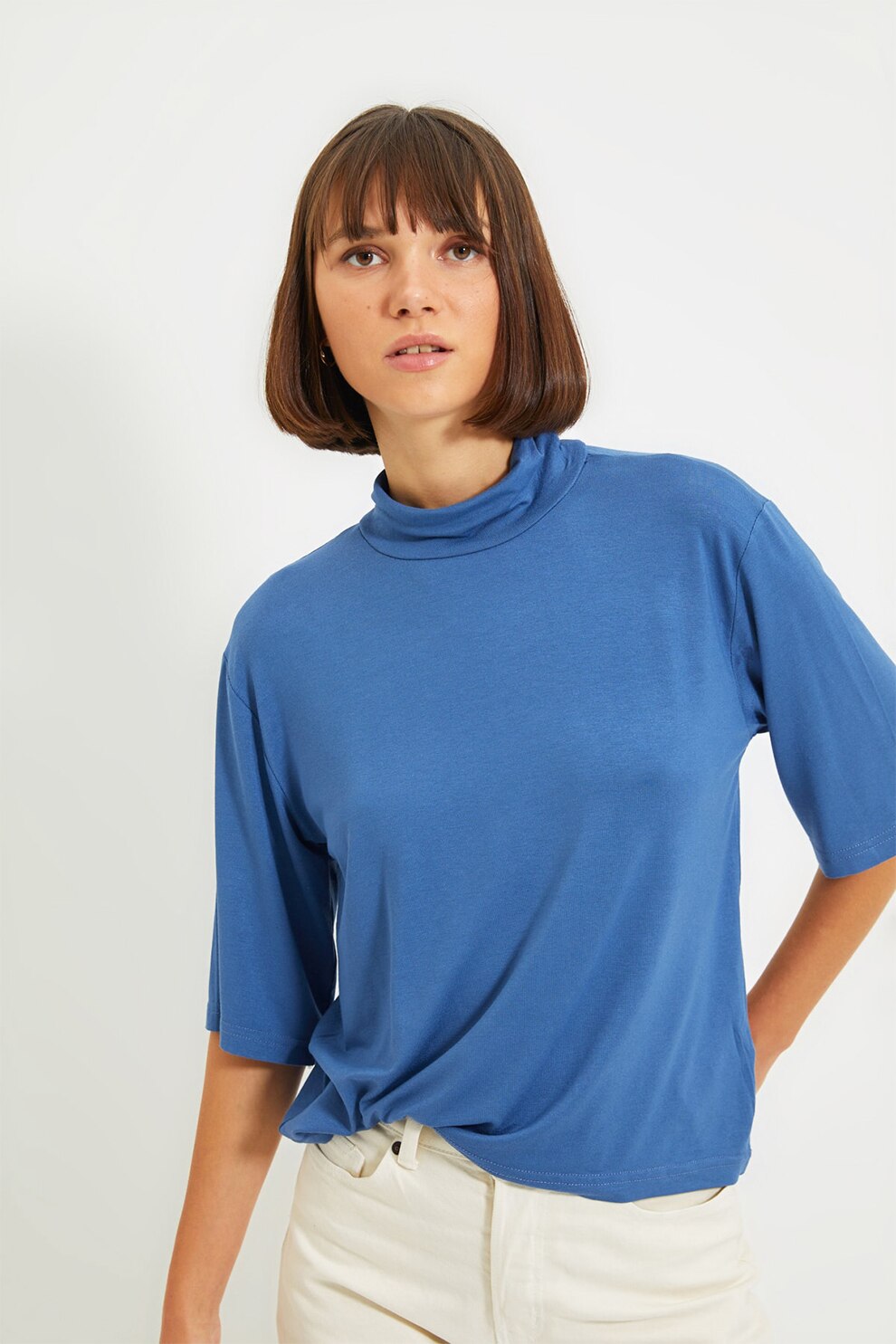 Trendyol, Bluza cu maneci cazute, Albastru