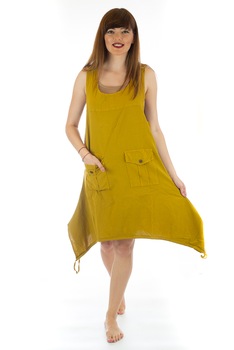 Rochie Ucca asimetrica in colturi, Galben, marimea Rochie Ucca asimetrica in colturi, Galben, marimea