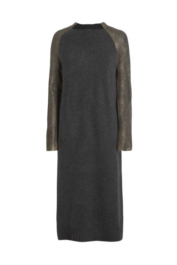 Rochie Deha tricotata, Gri/Auriu