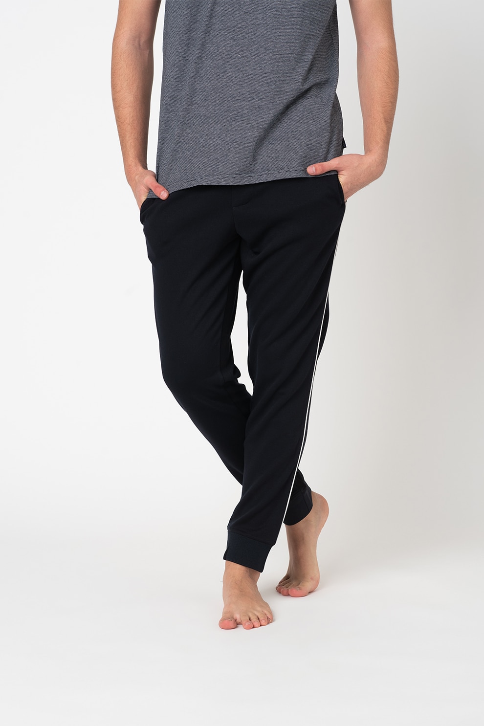 Yamamay, Pantaloni de casa cu detalii contrastante, Negru, M