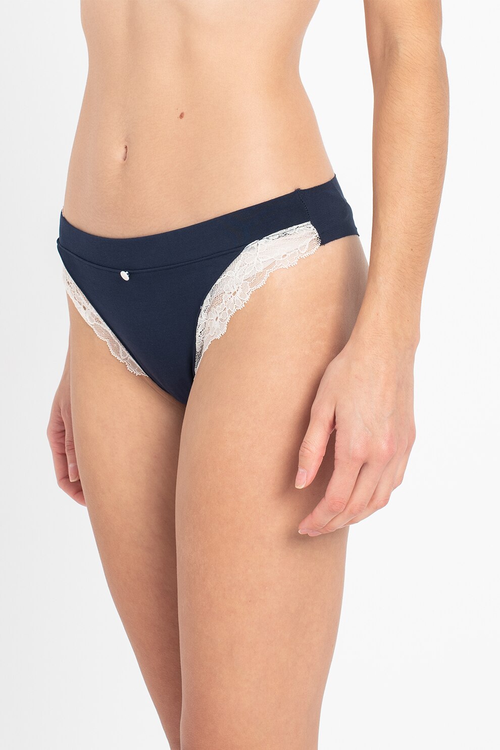 Yamamay, Chiloti brazilieni cu detalii din dantela, Bleumarin/Crem