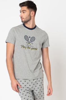 Yamamay, Pijama scurta din amestec de bumbac, Gri melange, M Yamamay, Pijama scurta din amestec de bumbac, Gri melange, M