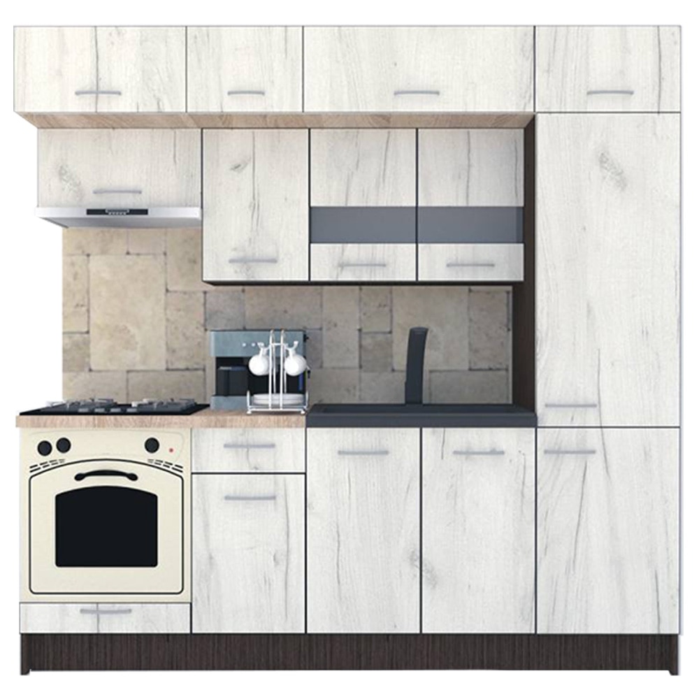 Set Bucatarie Genarom BIGMAR New 230 A, 230 x 225,5 x 60 cm, Wenge / Decor K001