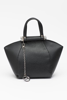 Chiara Canotti, Geanta de piele cu bareta de umar si aspect texturat, Negru Chiara Canotti, Geanta de piele cu bareta de umar si aspect texturat, Negru