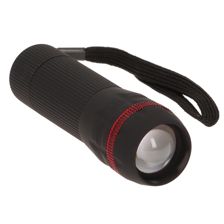 VIRONE LT-4 LED zseblámpa, 1W, 60lm, zoom, fekete