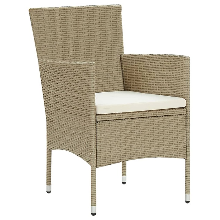 Set scaune de masa pentru gradina vidaXL, 4 buc., bej, poliratan, 21.4 kg