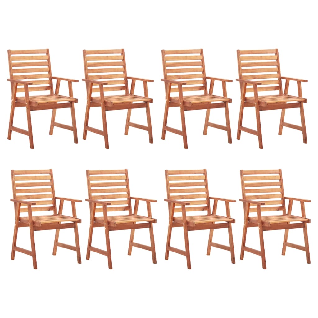 Set de 8 scaune de gradina din lemn masiv vidaXL, Lemn de acacia, 56 x 62 x 92 cm, Maro