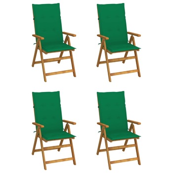 Set Scaune gradina rabatabile, 4 buc maro/verde, cu perne, lemn masiv acacia 3065352 Set Scaune gradina rabatabile, 4 buc maro/verde, cu perne, lemn masiv acacia 3065352