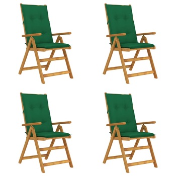 Set Scaune gradina rabatabile cu perne, 4 buc maro/verde lemn masiv acacia 3065367 Set Scaune gradina rabatabile cu perne, 4 buc maro/verde lemn masiv acacia 3065367