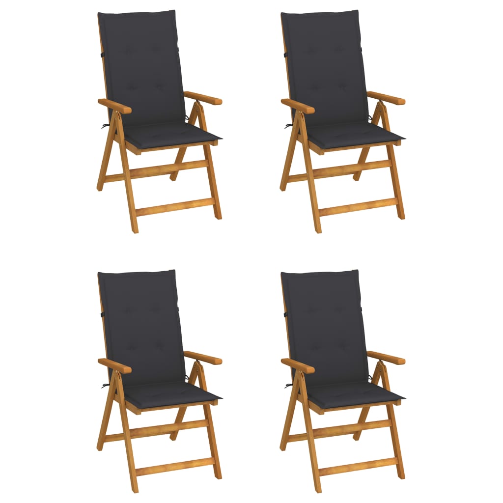 Set Scaune gradina rabatabile, cu perne, 4 buc antracit, lemn masiv acacia 3065347