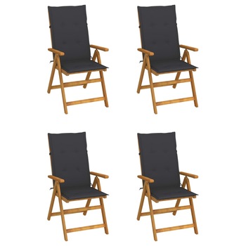 Set Scaune gradina rabatabile, cu perne, 4 buc antracit, lemn masiv acacia 3065347 Set Scaune gradina rabatabile, cu perne, 4 buc antracit, lemn masiv acacia 3065347