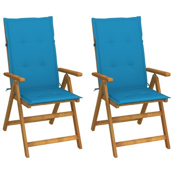 Set Scaune gradina rabatabile cu perne, 2 buc, lemn masiv acacia Set Scaune gradina rabatabile cu perne, 2 buc, lemn masiv acacia