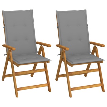 Set Scaune gradina rabatabile cu perne, 2 buc, lemn masiv acacia Set Scaune gradina rabatabile cu perne, 2 buc, lemn masiv acacia