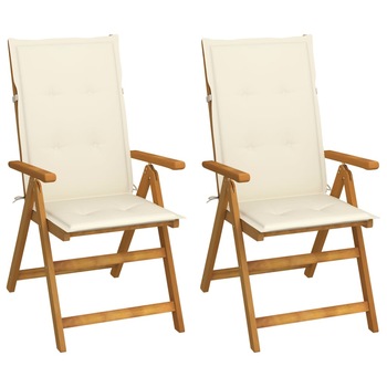 Set Scaune gradina rabatabile, cu perne, 2 buc maro/Crem, lemn masiv acacia 3064061 Set Scaune gradina rabatabile, cu perne, 2 buc maro/Crem, lemn masiv acacia 3064061
