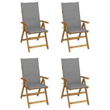 Set Scaune gradina rabatabile cu perne, 4 buc maro/gri, lemn masiv acacia 3065348 Set Scaune gradina rabatabile cu perne, 4 buc maro/gri, lemn masiv acacia 3065348