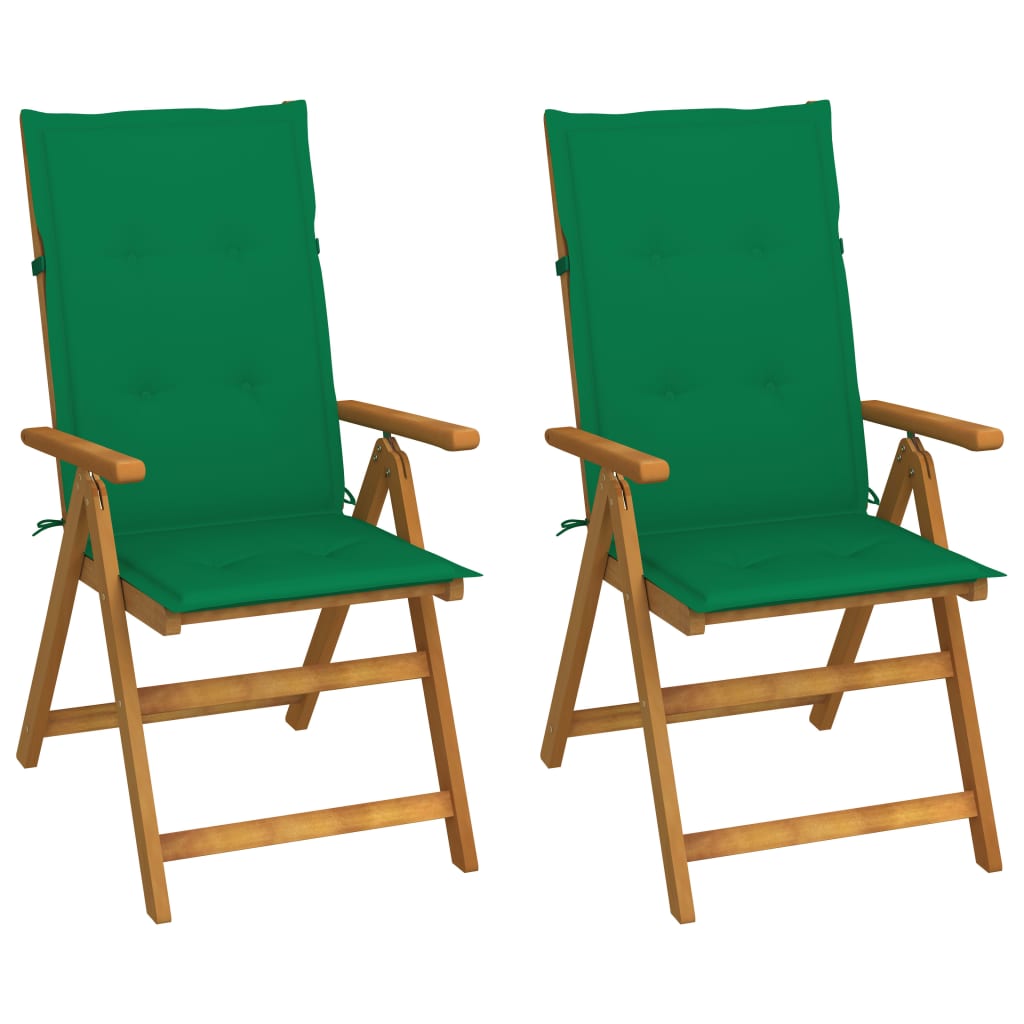 Set Scaune gradina rabatabile cu perne, 2 buc, lemn masiv salcam 3064064