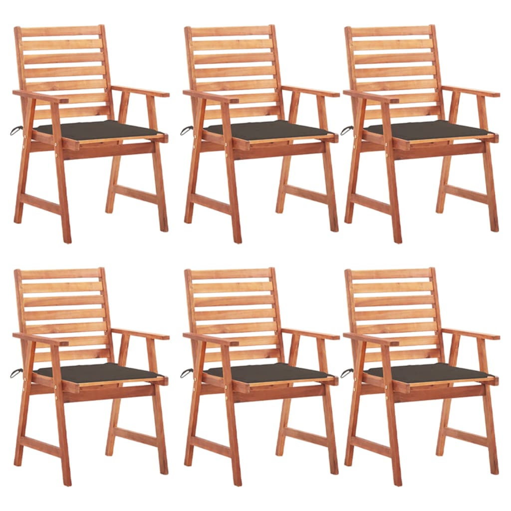 Set Scaune de exterior cu perne, 6 buc, lemn masiv de acacia maro/Gri taupe 3078355