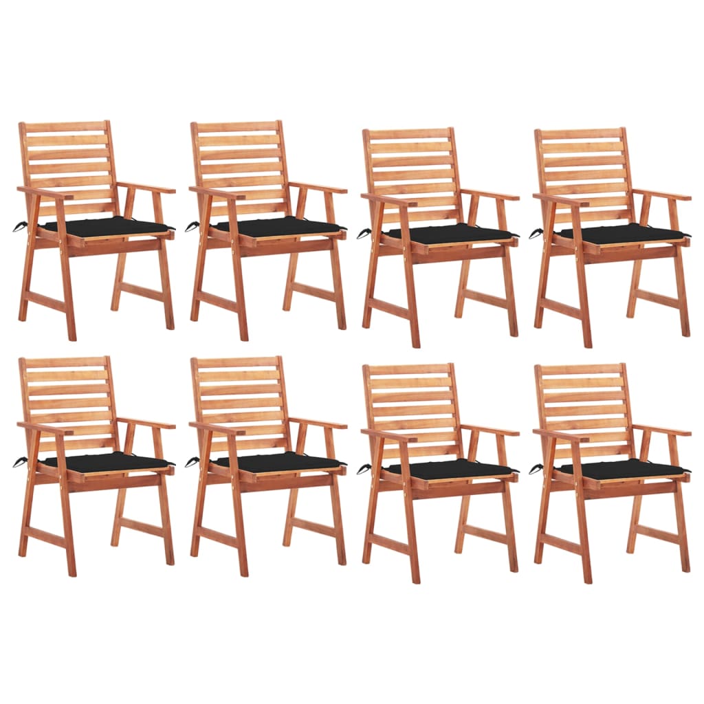 Set Scaune de exterior cu perne, 8 buc, lemn masiv de acacia maro/Negru 3078381 56 x 62 x 92 cm