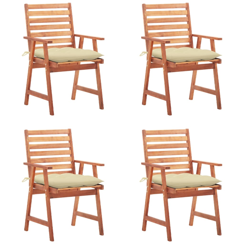 Set Scaune de exterior cu perne, 4 buc, lemn masiv de acacia maro/crem 3078337