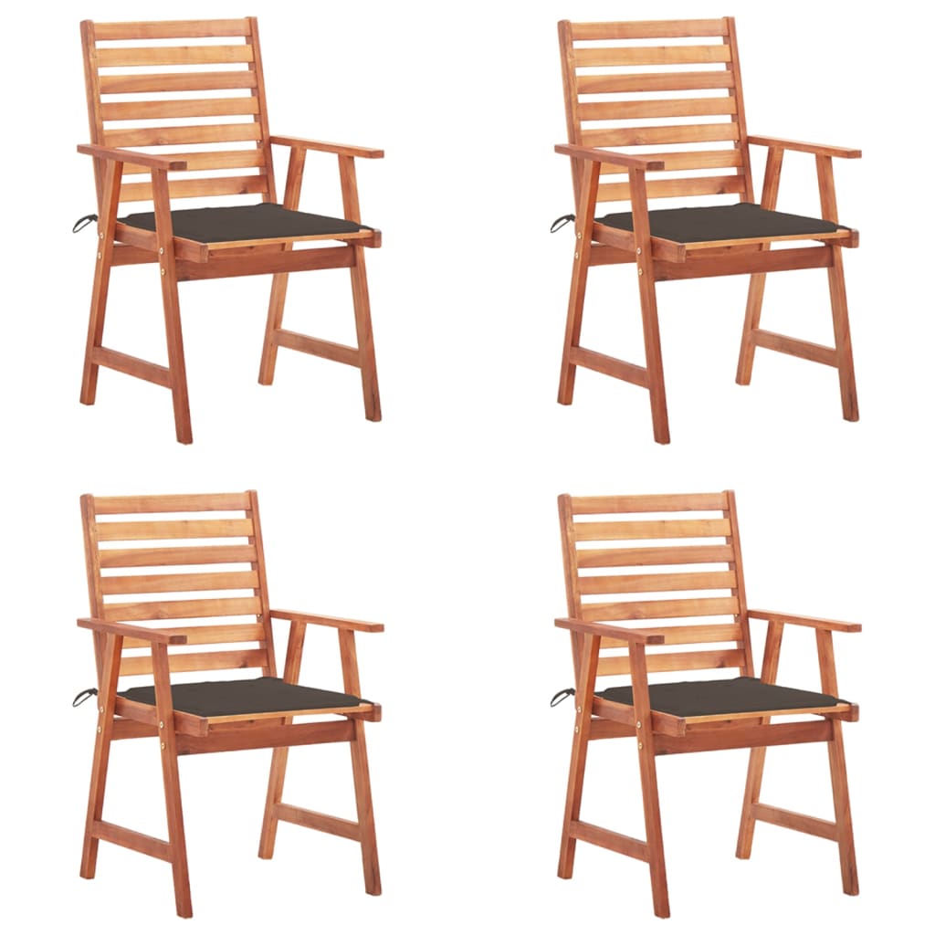 Set Scaune de exterior cu perne, 4 buc, lemn masiv de acacia maro/gri taupe 3078328