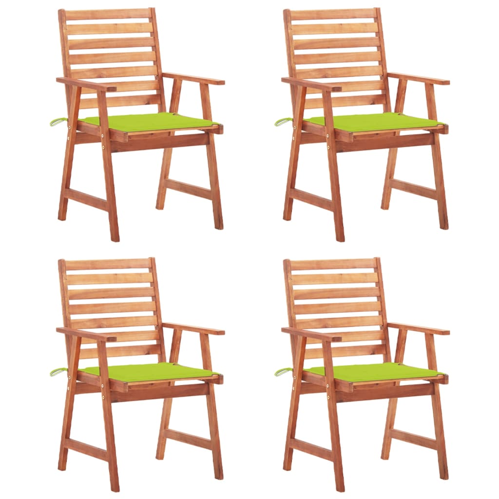 Set Scaune de exterior cu perne, 4 buc, lemn masiv de acacia maro/ Verde 3078331