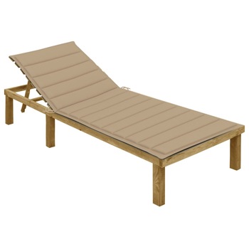 Sezlong cu perna bej, lemn de pin tratat 3065822 maro/bej 200 x 70 x (31,5-77) cm Sezlong cu perna bej, lemn de pin tratat 3065822 maro/bej 200 x 70 x (31,5-77) cm