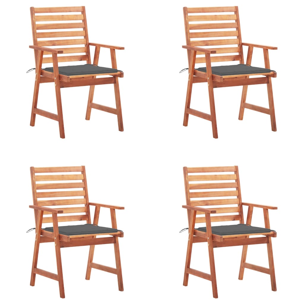 Set Scaune de exterior cu perne, 4 buc, lemn masiv de acacia maro/antracit 3078320