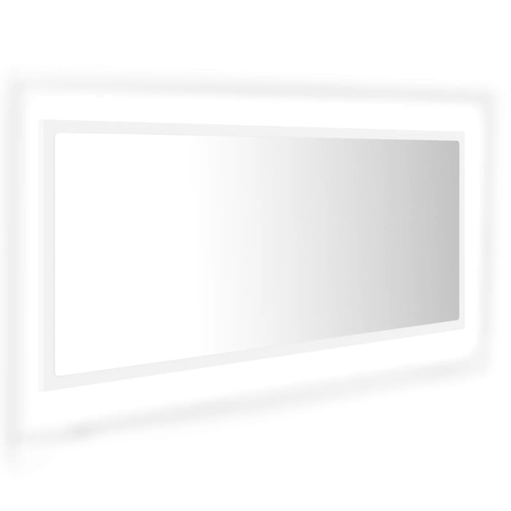 Oglinda de baie cu LED vidaXL, alb, 100x8,5x37 cm, acril, 5.72 kg