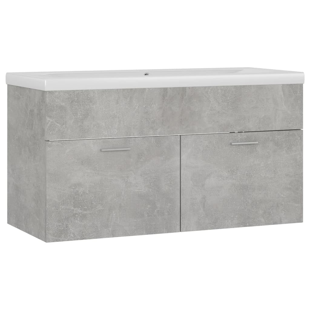 Dulap de baie si chiuveta integrata, vidaXL, PAL, 90 x 38.5 x 46 cm, Gri beton