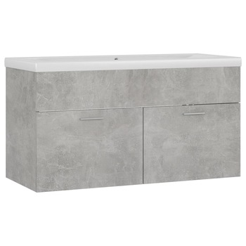 Dulap de baie si chiuveta integrata, vidaXL, PAL, 90 x 38.5 x 46 cm, Gri beton Dulap de baie si chiuveta integrata, vidaXL, PAL, 90 x 38.5 x 46 cm, Gri beton