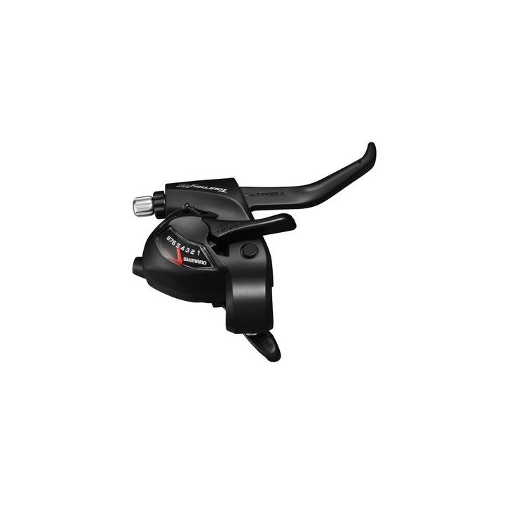 Váltó- és fékkar, Shimano Tourney St-Tx800, 8X3 sebesség, Ez-Fire Plus, 2 ujj, V-Brake-hez, váltó- és fékkábelek normál hosszúságú, fekete színben