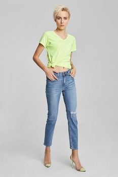 LTB, Blugi slim fit cu rupturi decorative, Albastru deschis, 30 LTB, Blugi slim fit cu rupturi decorative, Albastru deschis, 30