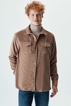 LTB, Camasa din reiat cu buzunare cu clapa, Taupe LTB, Camasa din reiat cu buzunare cu clapa, Taupe