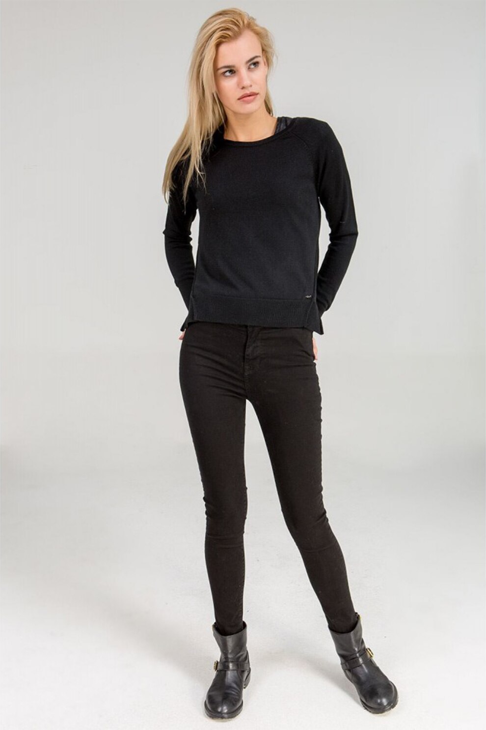 LTB, Pulover asimetric tricotat fin, Negru stins