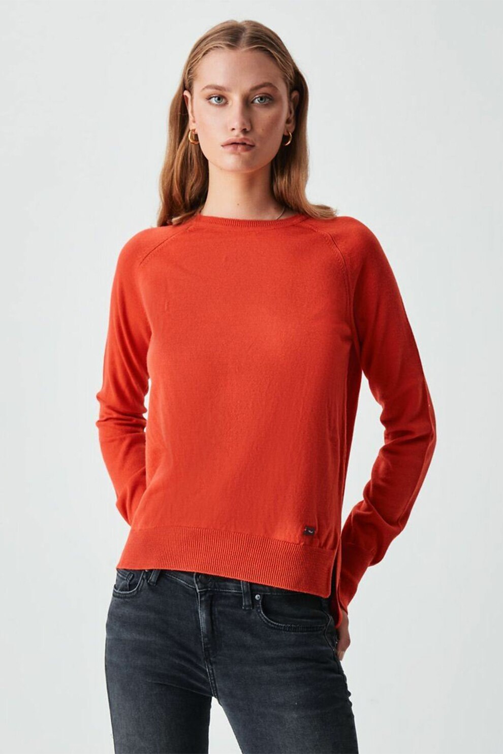 LTB, Pulover asimetric tricotat fin, Rosu caramiziu