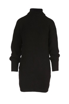 LTB, Rochie-pulover cu guler inalt si aspect texturat, Negru LTB, Rochie-pulover cu guler inalt si aspect texturat, Negru