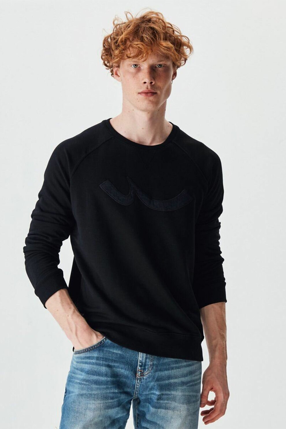 LTB, Bluza sport din amestec de bumbac cu maneci raglan, Black, S