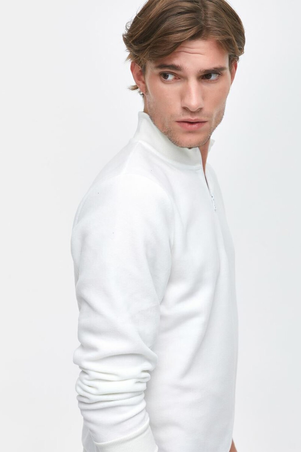 LTB, Bluza sport cu fenta cu fermoar, Alb