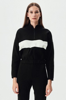 LTB, Pulover cu fenta cu fermoar, Negru/Alb LTB, Pulover cu fenta cu fermoar, Negru/Alb